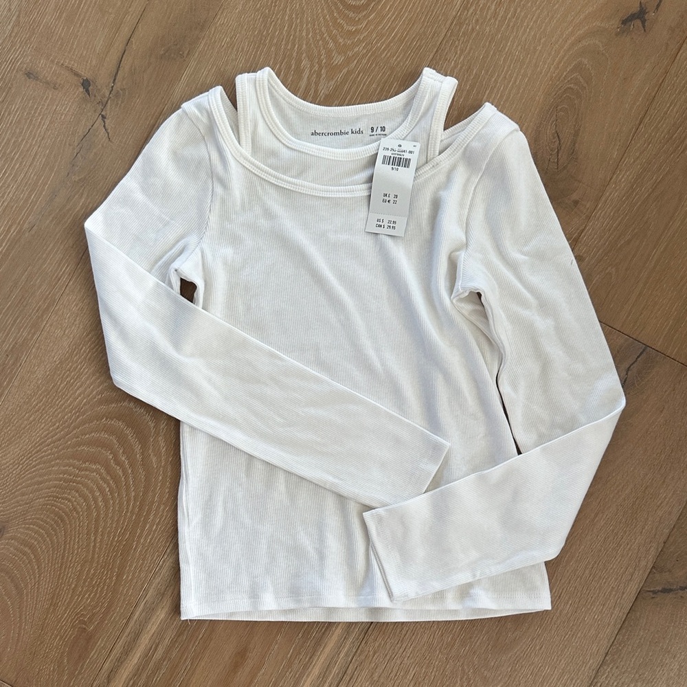 Abercrombie Kids White Cutout Long Sleeve Tee